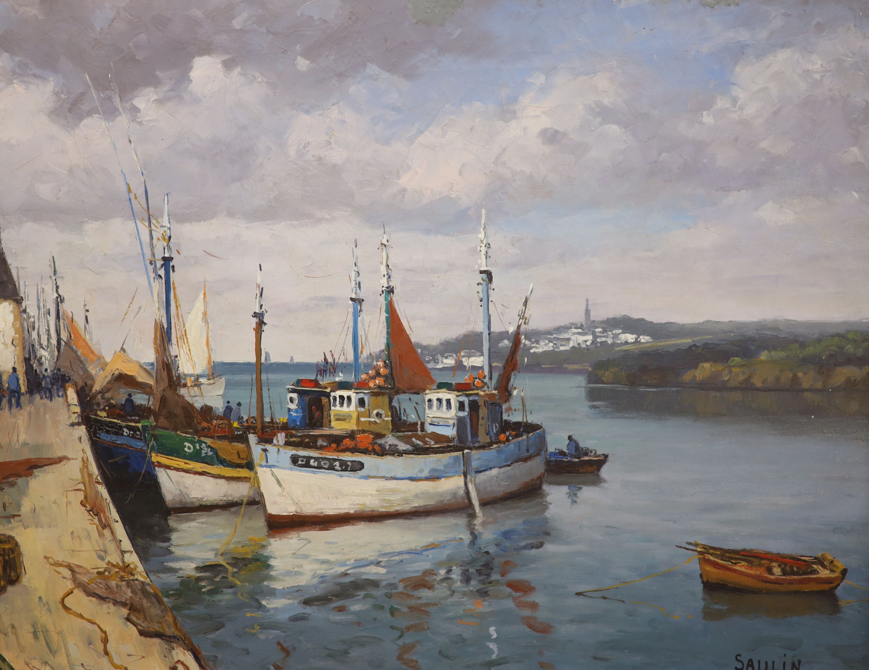 Saulin (French 20th century), oil on canvas, 'Treboul (Finiestere)', signed, 45 x 54cm 44.5 x 53.5cm
